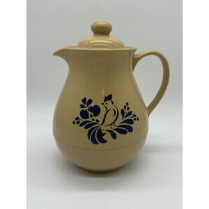 Vntg Pfaltzgraff Melamine Insulated Carafe Folk Art Blue Bird Cottage Core Read